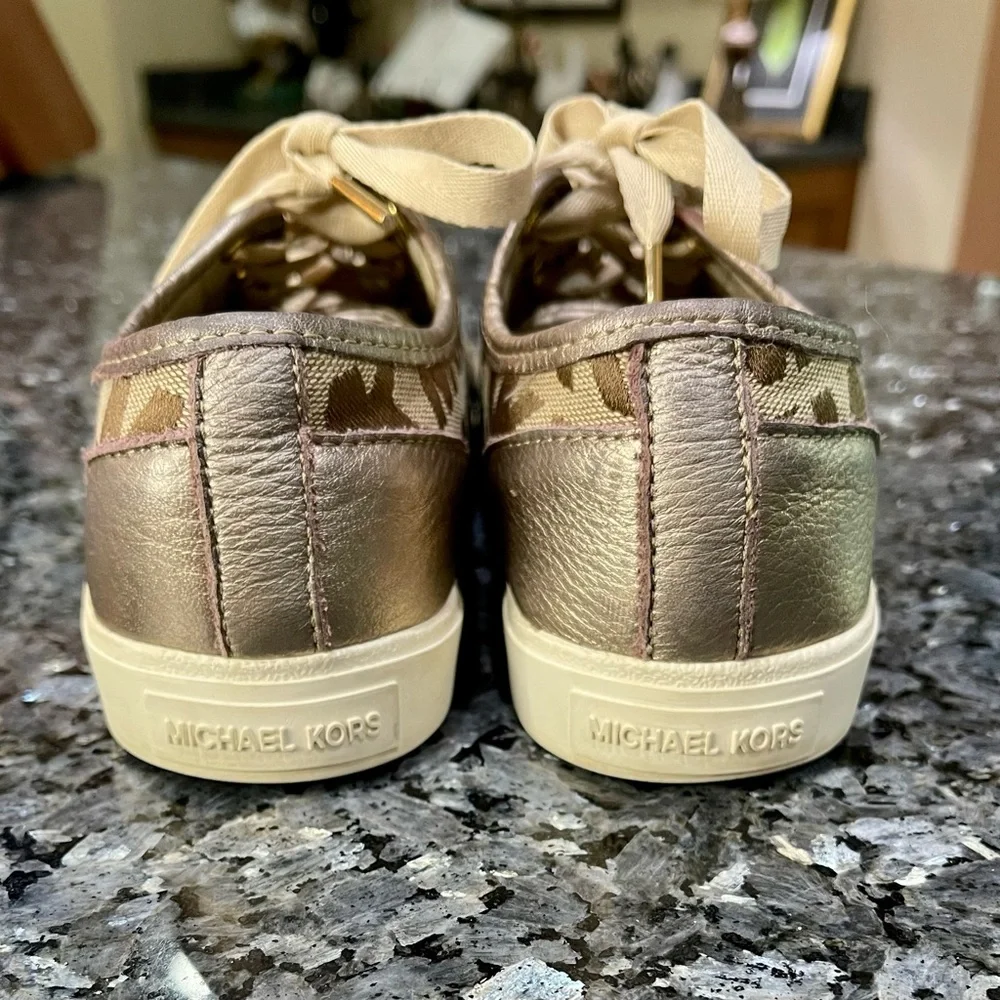 Michael Kors City Sneakers in Gold and Tan Size 6.5